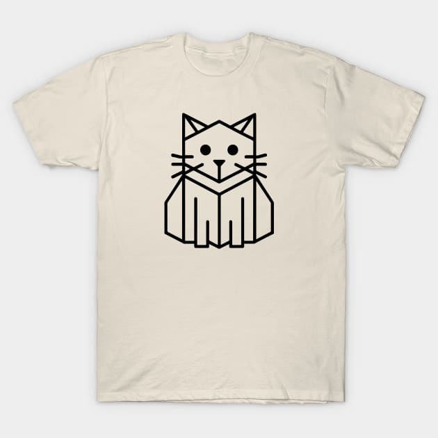 Geometric Cat Line Art T-Shirt by Delicious Art